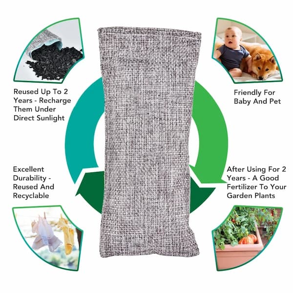 natural bamboo charcoal pet odour remover bags for litter box car and home air purification