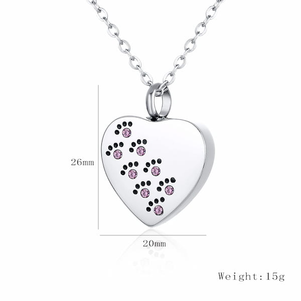 Pink paw print pet cremation pendant for ashes