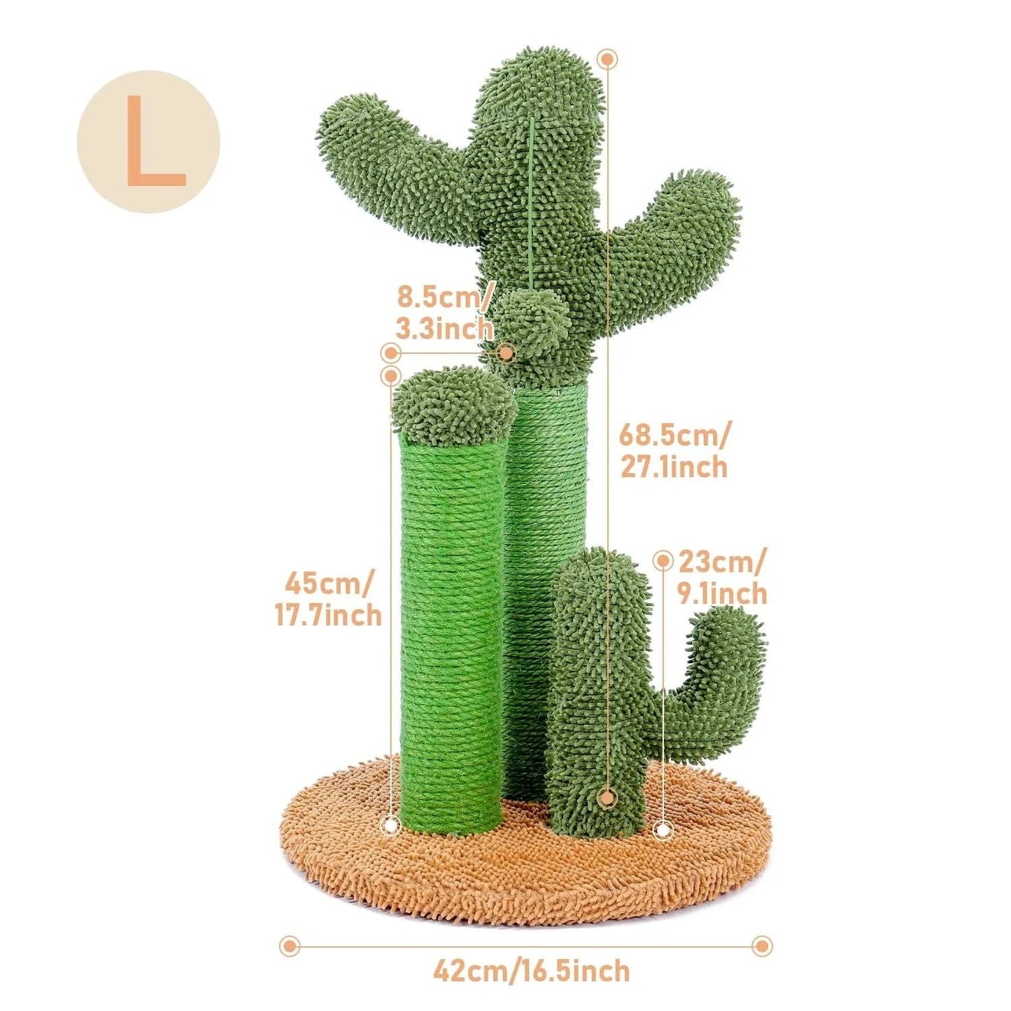 Cactus Cat Scratcher - Durable Cat Scratching Post with 3 Poles & Interactive Dangling Ball | Fun Cat Furniture