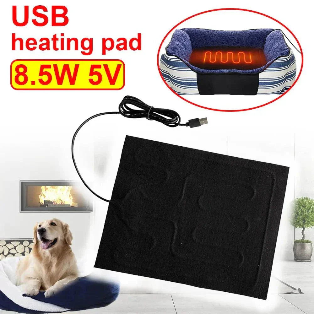 Waterproof USB heating pad for car seats, pets, and reptiles, featuring foldable design and adjustable temperature for winter warmth.