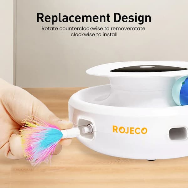 Automatic electronic cat toy with feather attachment