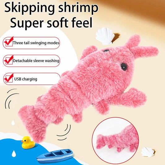 Electric simulation lobster cat toy, USB rechargeable, plush jumping toy for interactive play and entertainment