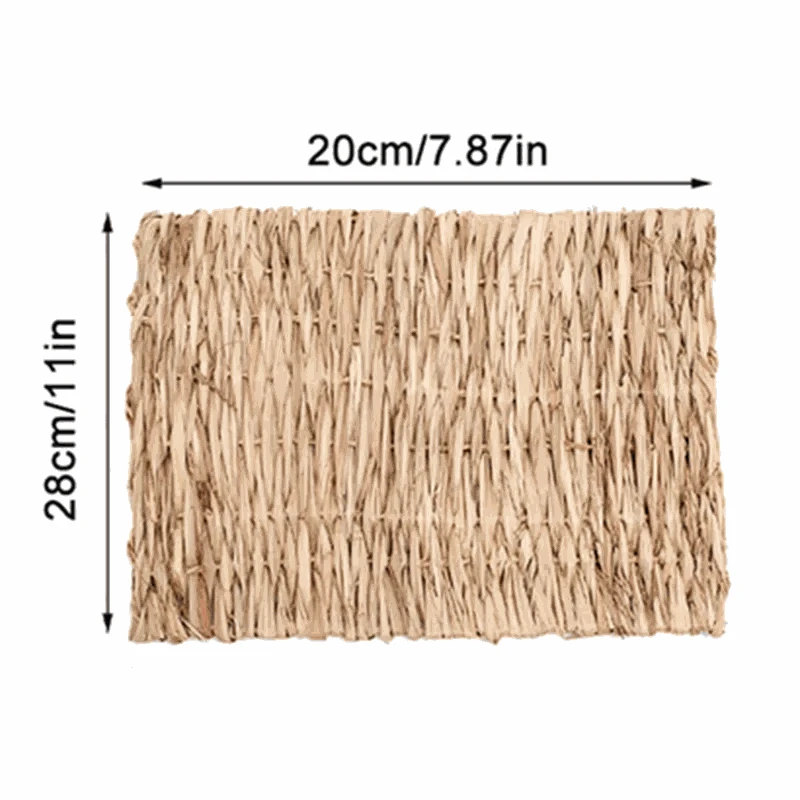 Foldable woven grass house bed for rabbits, guinea pigs, and small pets – natural chew-safe nest.
