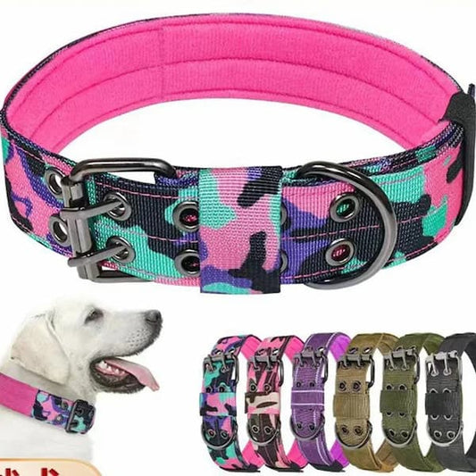 military style dog collar adjustable