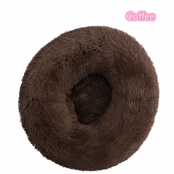 Calming donut dog bed plush anti-anxiety pet bed for dogs and cats