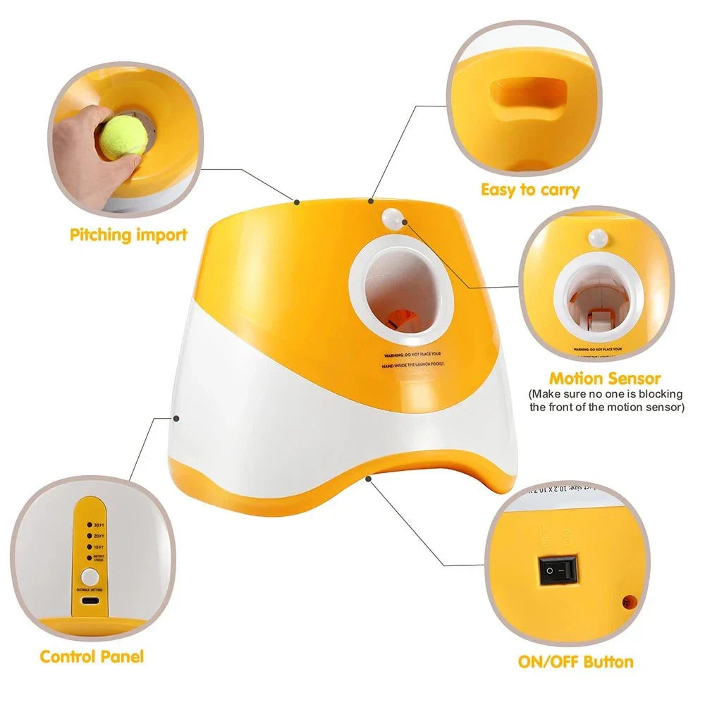 Automatic Pet Tennis Ball Launcher - Hands-Free Throwing Machine