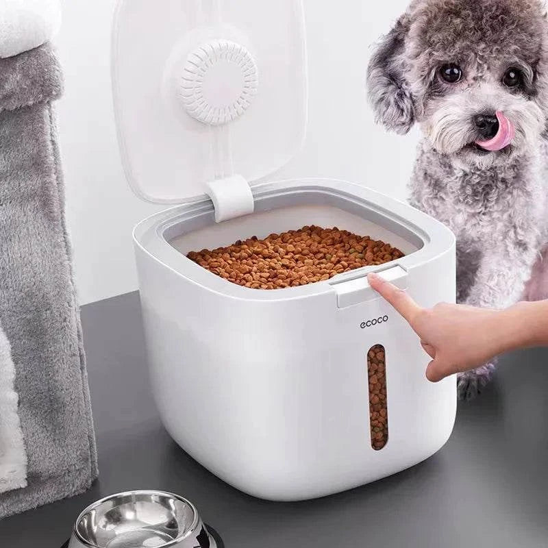 Pet Food Storage Container | Airtight Dry Food Box with Measuring Cup