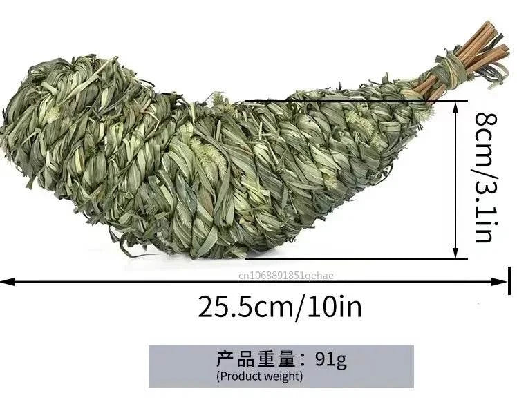 Natural grass chew toys for rabbits, guinea pigs, hamsters, and chinchillas – safe molar toys for small pets.