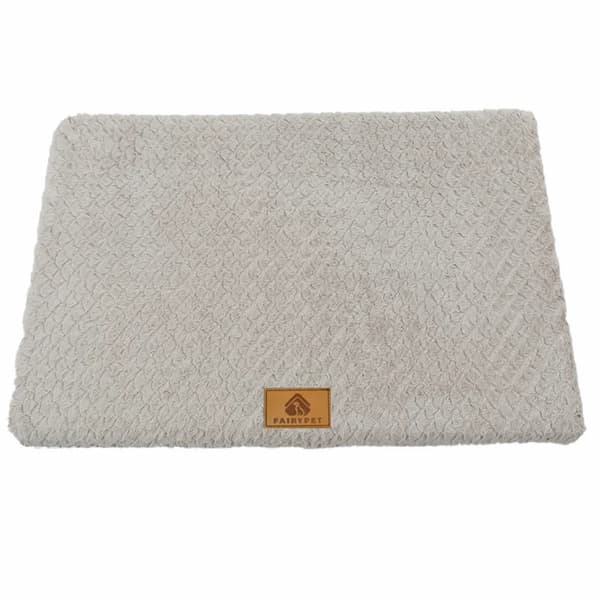 Gray orthopedic dog bed with 3d foam support washable waterproof anti slip pet bed for large and small dogs cozy faux fur dog mattress