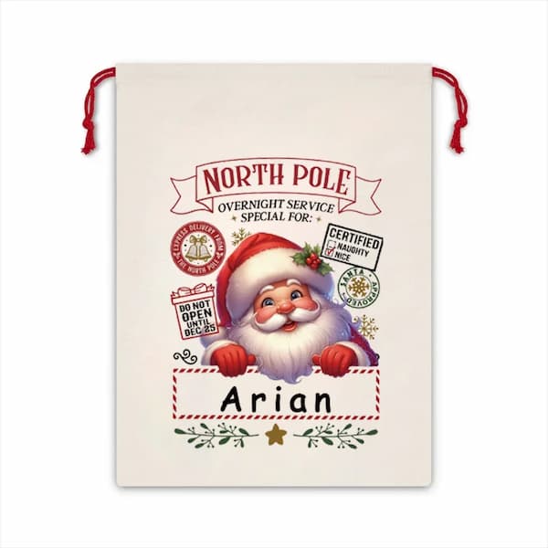 Personalized Santa Sack – Custom Christmas Gift Bag for Kids & Pets