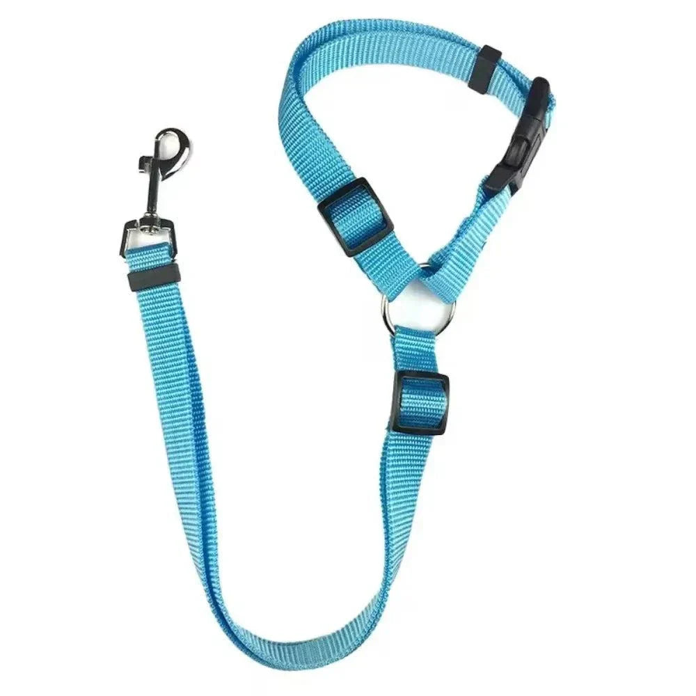 Solid Color Two-in-One Pet Seat Belt and Leash, Adjustable Nylon Dog Seat Belt Collar, Pet Accessories