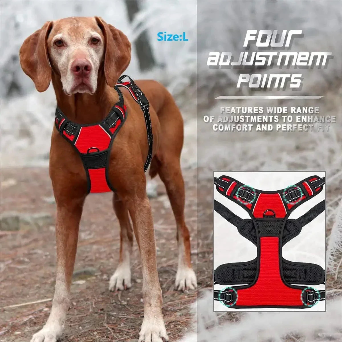 No Pull Dog Harness with Reflective Straps, Front Clip, and Easy-Control Handle for Large Dogs Walking and Training