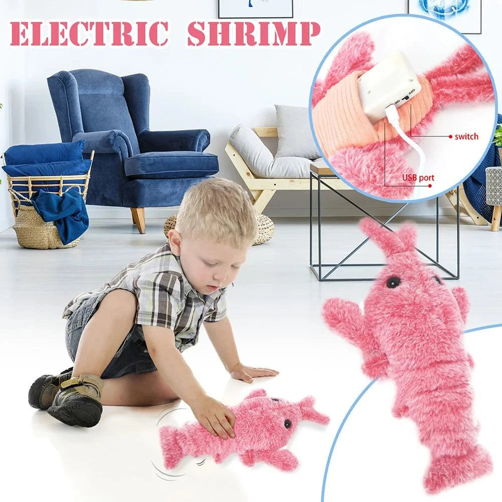 Electric simulation lobster cat toy, USB rechargeable, plush jumping toy for interactive play and entertainment