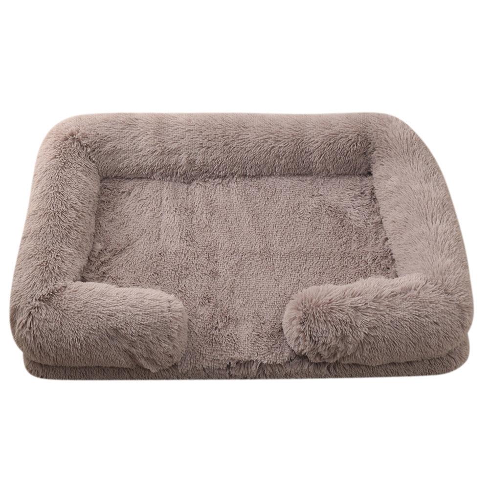 Cozy plush rectangle pet bed, perfect for winter warmth, designed for dogs of all sizes with a non-slip base and stylish look