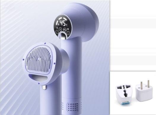 Smart pet hair dryer and grooming comb, designed for dogs and cats, offering silent, gentle drying and effective combing for stress-free grooming.