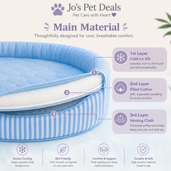 Ice Silk Cooling Pet Bed with Removable Washable Cover