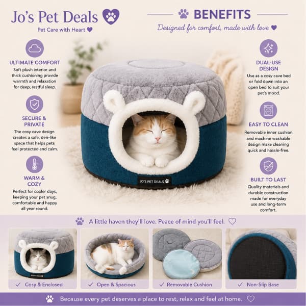 Luxury Plush Cat Cave Bed – Warm Indoor Hideaway for Cats & Small Dogs