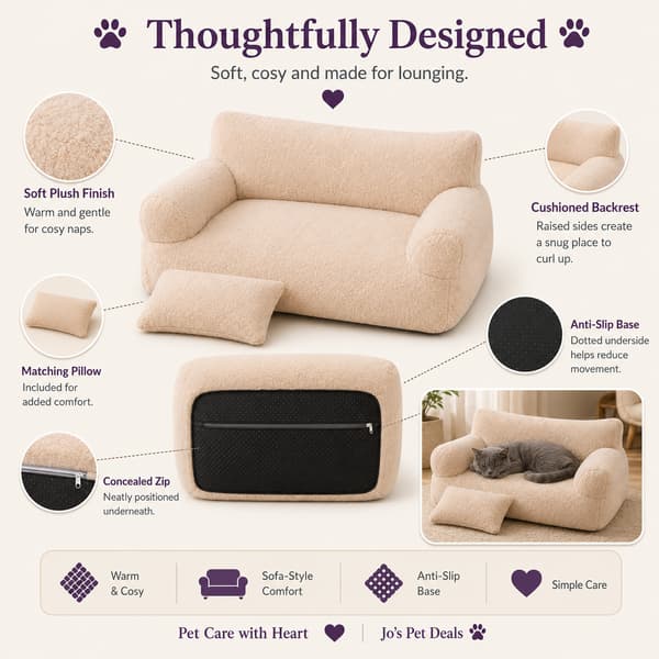 Luxury Plush Cat Sofa Bed for Cats & Small Dogs