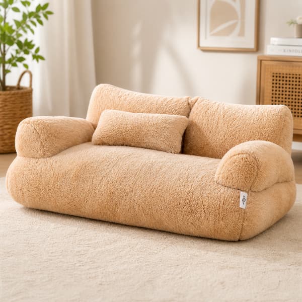 Luxury plush pet sofa bed with soft faux fur fabric and supportive cushion for cats and small dogs indoors