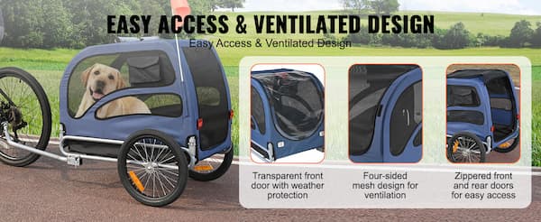 Outdoor dog bike trailer with coupler and wheels