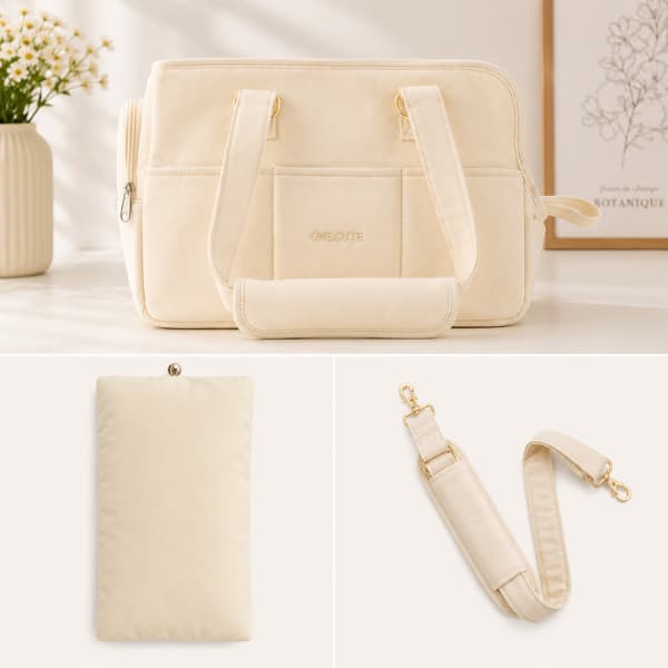 Luxury pet carrier bag set with removable cushion and adjustable shoulder strap for comfortable travel with small dogs and cats