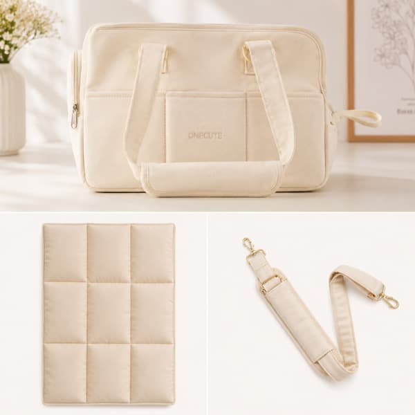 Luxury pet carrier bag set with padded travel strap and removable cushion designed for comfortable travel with small dogs and cats