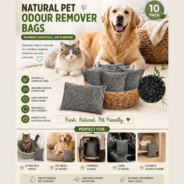 natural bamboo charcoal pet odour remover bags with dog and cat for home air purification
