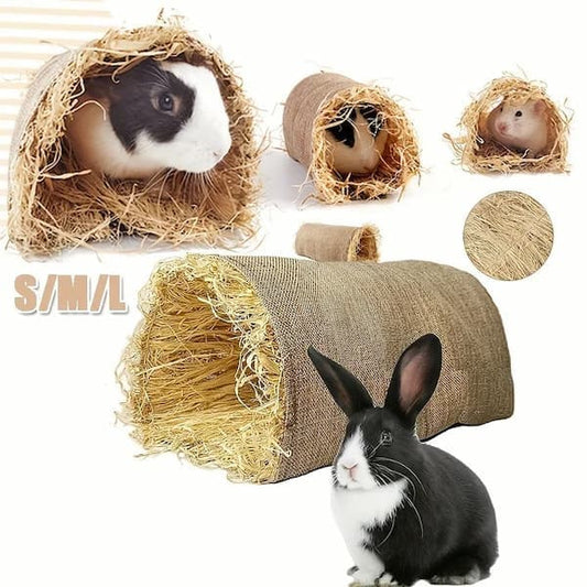 natural grass rabbit tunnel hideout chew toy for guinea pigs and small pets