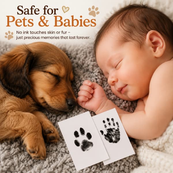 Safe inkless paw print keepsake kit for pets and babies creating lasting family memories without ink touching skin or fur
