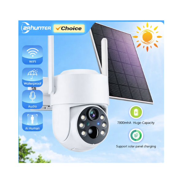 Solar powered chicken coop security camera with night vision and motion detection