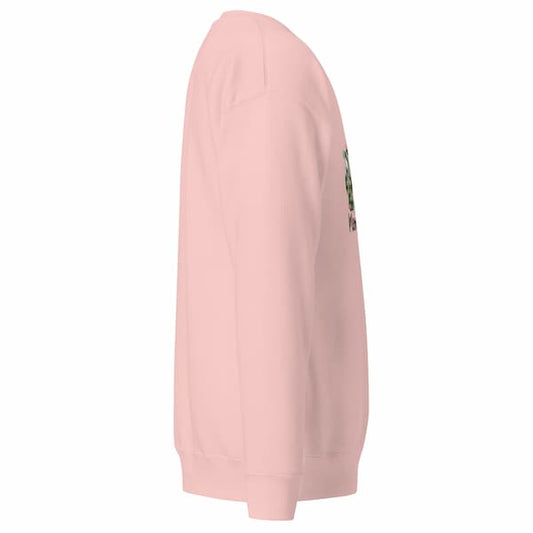 Merry Woofmas Christmas sweatshirt for dog lovers with festive paw print design and cozy fleece fabric.