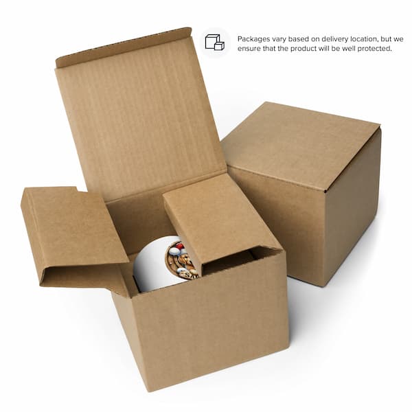 Open cardboard box with a product inside on a white background